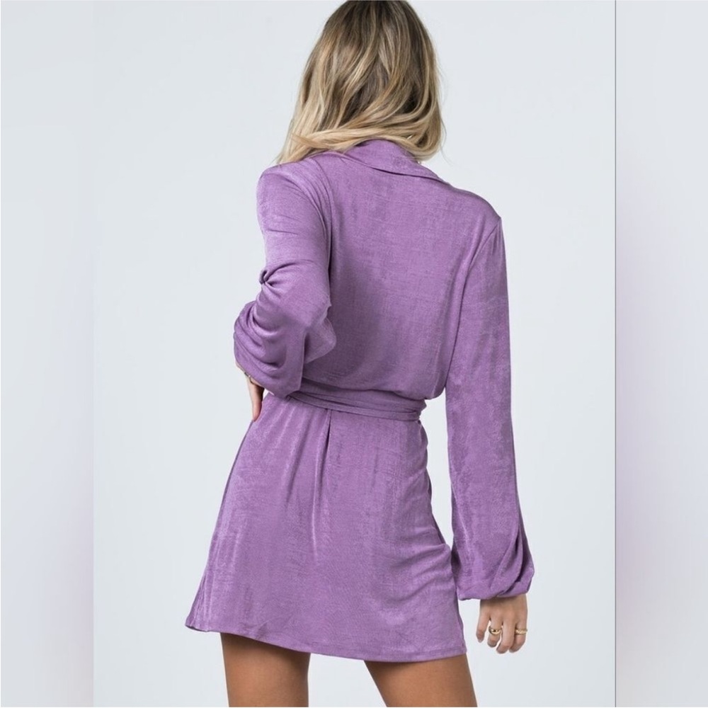 Princess Polly Purple Party Time Retro Oversized Faux Wrap Mini Dress Size 8 - Picture 4 of 11